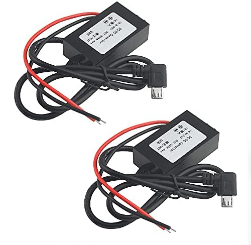 BGTXINGI Lot de 2 modules convertisseur DC Buck 3 A 12 V 24 V vers 5 V avec port micro USB (interface USB à angle droit)
