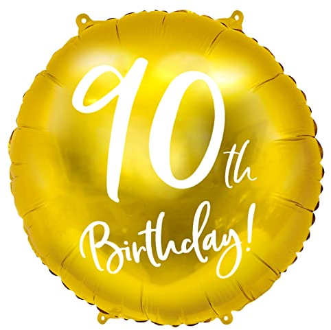 2er Set Luftballons 90. Geburtstag Deko Folienballon 90 Geburtstag Opa Oma Vater Mutter Mann Frau Geschenk Luftballon Ballon Zahl 90 Gold hochwertig, 45cm