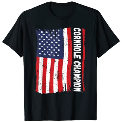 Cornhole Trophy Champion Lustige Sitzsack Cornhole Player Flagge T-Shirt