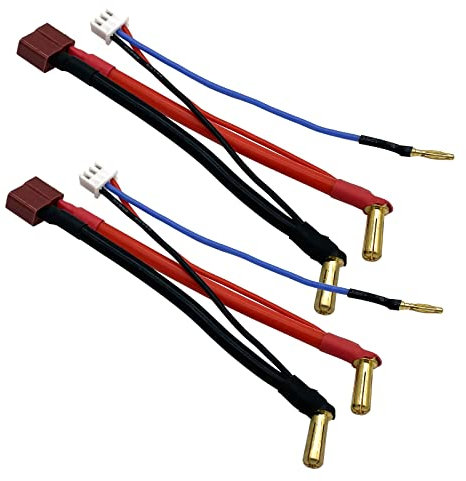 Nuofany RC Car Hardcase Connector Cable, RC Car Cable Deans T Plug Female 90° 5MM Bullet Connector 12AWG for 2S 7.4V Lithium Lipo Battery