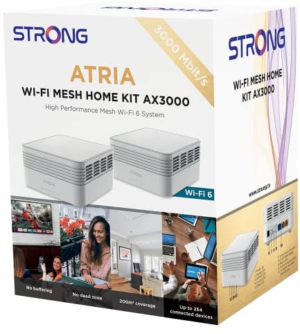 STRONG ATRIA AX3000 Mesh Wi-Fi 6 System: Coverage up to 3,300sq.ft, Connects 170 Devices, 3 Gigabit Ports/Node, Enhanced Performance with 160 MHz Channels, App Control, Simple Setup (2 Packs)