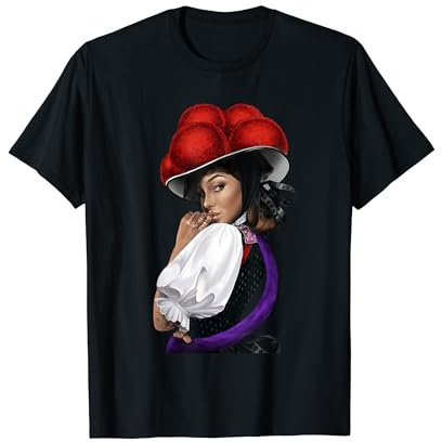 Juna Huu Schwarzwald Tees - Cool Bollenhut Black Forest T-Shirt für Frauen - Unisex Erwachsene - Schwarz - S - Crew-Kragen - Kurzarm - Casual Novelty T-Shirt mit Crew-Ausschnitt und Kurzarm