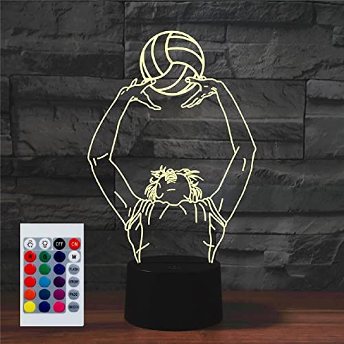 SUPERHONGJIHAO Nachtlicht für Kinder, 3D-Spiel-Volleyball-LED-Lampe mit Fernbedienung, 16 Farbwechsel, Weihnachts-Geburtstagsgeschenk für Kinder