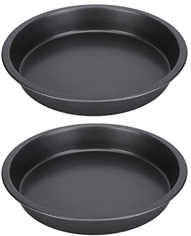2Pcs Carbon Steel Pizza Pans Nonstick Baking Tray Round Oven Sheet (9in) | 1 Inch Thick, Bakeware Deep Dish