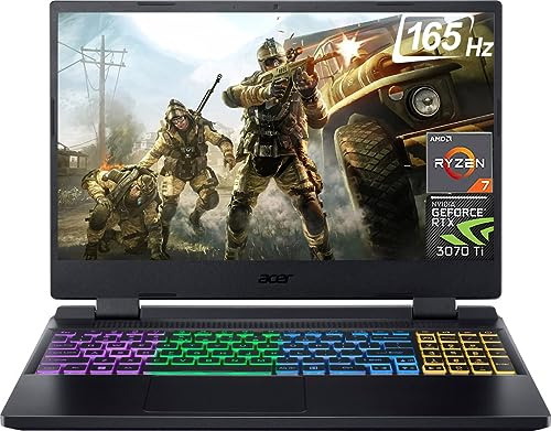 Acer Nitro 5 Gaming Laptop 2023 Newest, 15.6 QHD 165Hz Display, AMD Ryzen 7 6800H Processor, NVIDIA GeForce RTX 3070 Ti Graphics, 32GB DDR5 RAM, 2TB SSD, Wifi6, Bluetooth, Windows 11 Home