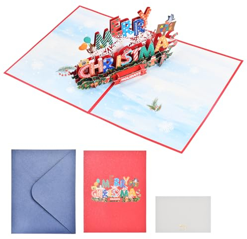 Weihnachtskarten mit Umschlag Set Pop Up Karte Weihnachten Weihnachtskarten 3D Christmas Cards Lustige Weihnachtskarte Weihnachten Geschenke für Mama Papa SöHne Töchter Brüder Schwestern Freunde
