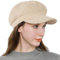 Damen Newsboy Cap Wollmischung Retro Einfarbig Mädchen Mode Gatsby Cabbie Visier Baskenmütze, Fischgrätenmuster, Beige, Einheitsgröße