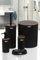 Generisch Badezimmer Zubehör aus Holzoptik Badezimmer Zubehör Set Luxus Modern Bad Set Zahnbürstenhalter Becher Toilettenbürste Set Seifenschale Mülleimer Seifenspender (Schwarz)