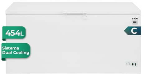 Svan Congelador horizontal Blanco SCH4600CDC. Capacidad 454 Litros, Dual Cooling, 2 Cestas, Bajo nivel Sonoro, Eficiencia Energética Clase C