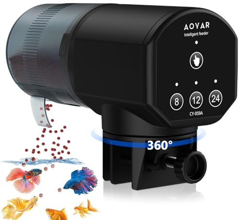 Futterautomat für Aquarium Automat Fische Futterspender: 200ML Groß Kapazität Fischfutter Feeder Feuchtigkeitsbeständig Fisch Futterautomaten Fuer Aquarium Fischtank