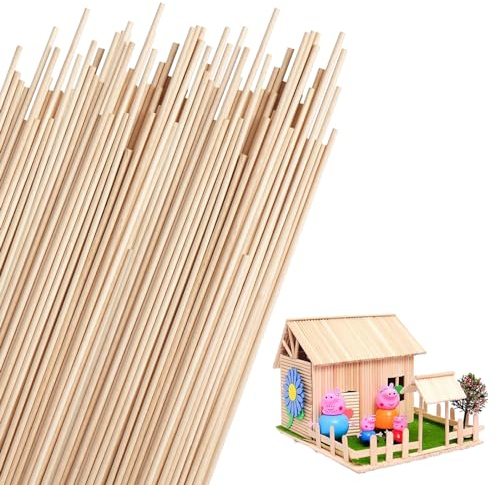 Holzstab, 50 Stück 30 cm Rund Holzstäbchen Tortenstützen Holz stange Zuckerwattestäbe Stäbchen Bambusstäbe für Holzarbeiten Kunstprojekte DIY