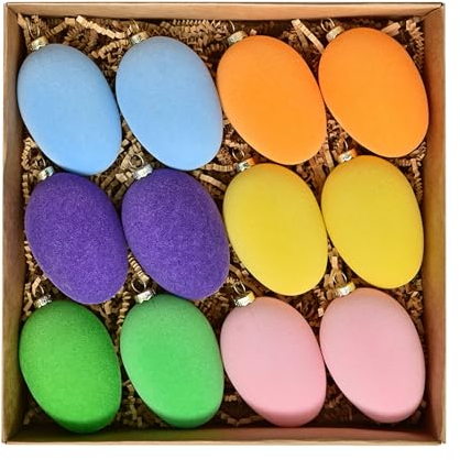 Samt Osterbälle Deko,12 Stück Ostereier zum Aufhängen,Beflockte Samtornamente Ostern Deko,Osterbaum-Dekorationen,Bunte Ostereier Kugeln Frühlings Ornamente,Ostern-Heimdeko,Ostergeschenke,6cm (1Satz)