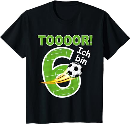 Kinder Fußball Geburtstag Outfit Ich Bin 6 Jahre T-Shirt