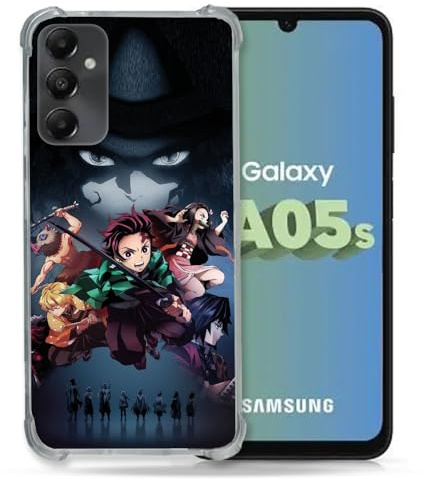 Cokitec Verstärkte Schutzhülle für Samsung Galaxy A05S, Manga, Demon Slayer, Schwarz