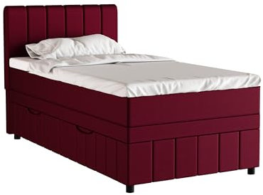 Avalon Boxspringbett 100 x 200 cm Doppelbett mit hochwertiger Bonell-Matratze und Topper, Polsterbett mit Bettkasten, Schlafzimmer, Bequem, Modern, Stilvoll
