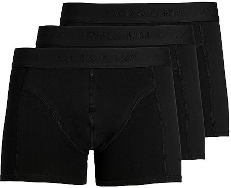 JACK & JONES Herren Unterhosen Shorts Boxershorts Trunks 3er Pack, Farbe:Schwarz, Wäschegröße:M, Artikel:- black1