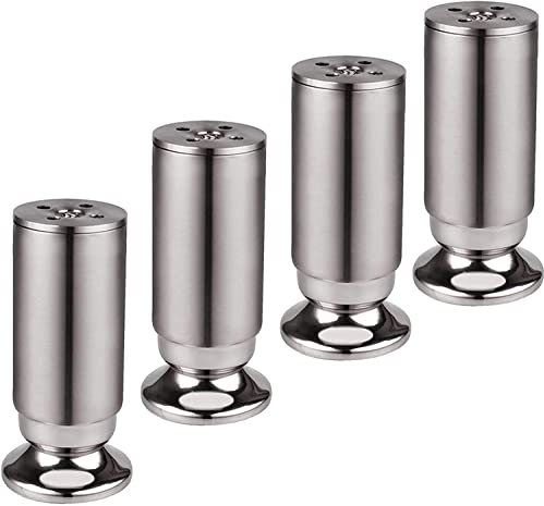 4 Stück Metall-Möbelbeine, silberne verstellbare Tischbeine, Stahl-Möbelfüße, Möbel-Nivellierfüße, TV-Schränke, Sofafüße, Couchtisch-Stützbeine, Edelstahl (Farbe: Silber, Größe (Silber 30).