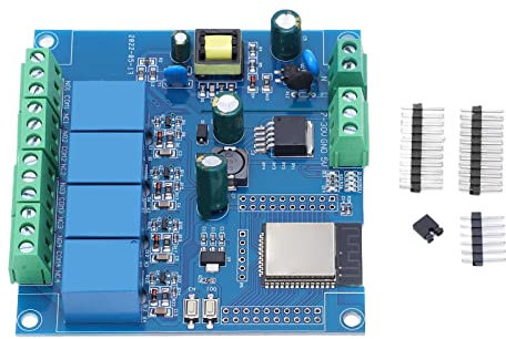 FLEXMAN ESP Entwicklungsplatine, 4 M Byte Flash 4 Wege 5 V Relaismodul, Programmierbare, Rücksetzbare Kabellose Entwicklungsplatine mit 2 Stück 10 Zweireihigen Pins