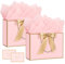 BBLIKE Geschenktüten mit Henkel - 2 Geschenktasche 2 Grußkarten 4 Sydney Paper, Papiertüten mit Henkel, Geschenkverpackung für Geschenk, Geburtstag, Feier, Hochzeit (Rosa)