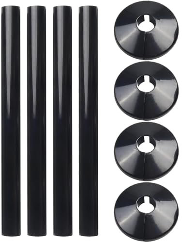 Pack of 4 Black 15mm Radiator Pipe Hole Covers - Durable and Easy to Install - Ideal for Finishing and Protecting Exposed Pipe Holes