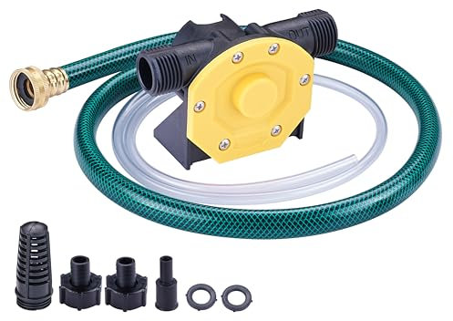 TOPWAY Self Priming Water Drill Pump Attachment with Suction and Discharge Hose, Mini Hand Power Drill Pump for Water, Oil Transfer, etc