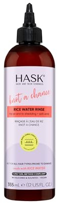 HASK Knot A Chance Reiswasser mit kräftigendem Reiswasser für welliges, lockiges, lockiges, lockiges und kinkiges Haar, minimiert Haarausfall, verbessert den Glanz, vegan, sulfatfrei, tierversuchsfrei
