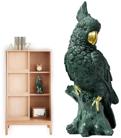 Euyehn Papageienfiguren Wohndekoration, Sammlerfiguren Kakadu-Skulptur, Realistische, handbemalte Vogelstatuen aus Kunstharz im leichten Luxusstil für den TV-Schrank