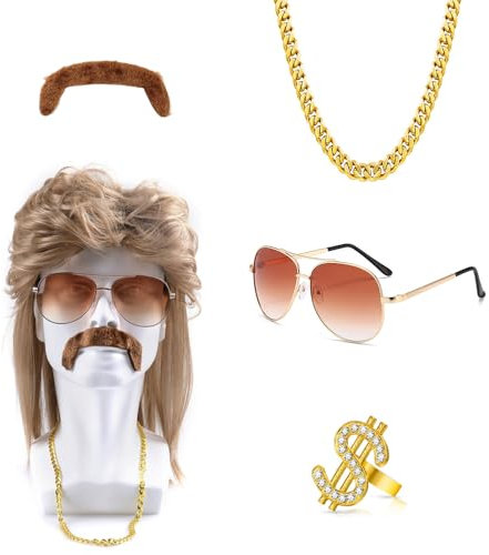 Vokuhila Perücke,Vokuhila Perücke Herren,Männer Blonde Vokuhila 80er Perücke,80er Jahre Outfit Herren,Perücke Herren,für Karneval,Mottoparty,Cosplay,Party