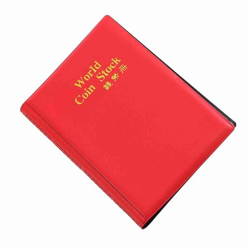 Eujgoov Sammelalbum, 120 Taschen, Münzalbum, Münzalben, 10 Seiten, Blau, Brieftaschenordner für Abzeichen, Grün (Rot)