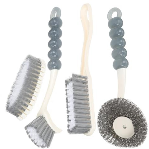 Ipetboom Scrub Brush Set 4pcs Cleaning Brush Kit Handle Design for Kitchen Bathroom Laundry Room Garden Shed Sink and Travel