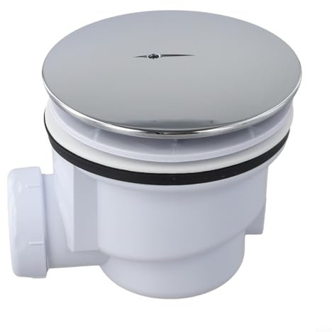 Emiif Shower Drain Trap Insert, Shower Drain Cover Replacement Chrome Shower Water Strainer, Easy Clean Shower Enclosure Tray Waste Trap