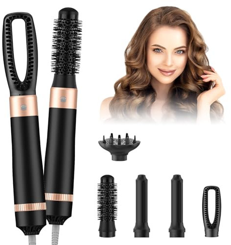 LuLuanping Brosse Soufflante Perfect Finish, 5 en 1 Air Styler, Technologie Ionique Anti Frisottis, 1200W Hair Styler Professionnel, Multistyler pour Lisser, Créer Volume et Mettre en Forme (Noir)