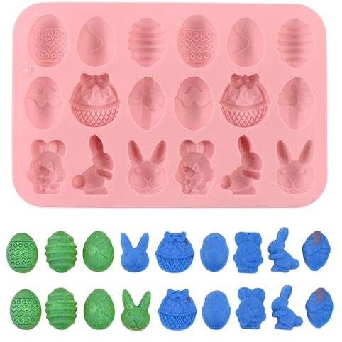 Easter Silicone Mould, Easter Egg Mould, Colorful Resin Chocolate Moulds, Rabbit Shape Flexible Moulds DIY Soap Candy Jelly Cake Baking Molds, Party DIY Chocolate Cake Decorations Party Baking Tools