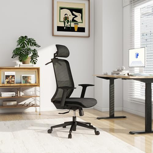 FLEXISPOT OC17 Ergonomic Office Chair with Hanger, 2D Adjustable Armrests & 3D Headrest - High-Back Sponge Computer Chair, Lumbar Support, 360° Swivel for Home and Office, Black