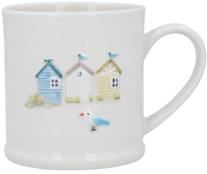 Gisela Graham Beach Huts Embossed Stoneware Mug