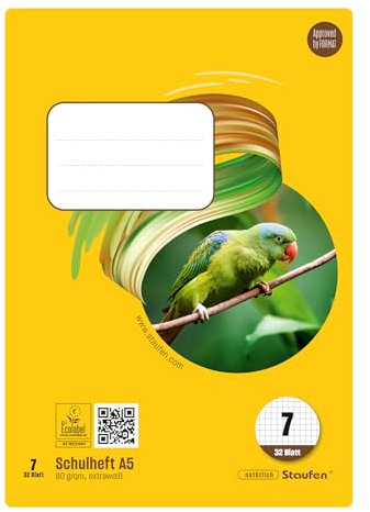 Staufen Style Schulheft - 10 Hefte je 32 Blatt, DIN A5, Lineatur 7 (7 mm kariert), 80 g/m² Papier