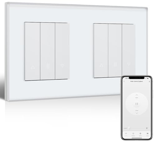 BSEED Interruptor de persiana doble inteligente Zigbee, interruptor de persiana inteligente, empotrable, compatible con Alexa/Google Home/Tuya, temporizador de persiana requiere cable cero y puerta de