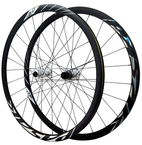 AADDFDD Set di Ruote per Bici da Corsa 700C, Perno Passante/Ruota a sgancio rapido con Freno a Disco, mozzo 24H in Lega di Alluminio, 2 Cuscinetti Anteriori e 2 Posteriori, 4 cusci