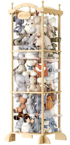 COSYLAND Holz Kuscheltier Aufbewahrung - Stofftier Aufbewahrung -Plüschtier Aufbewahrung für Kinderzimmer(Burg)