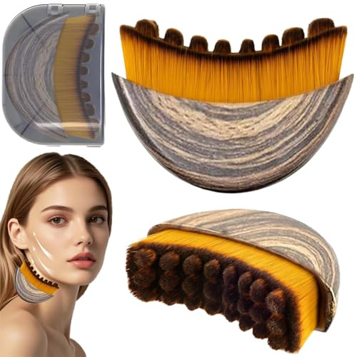 1 Piezas Cepillo facial de contorno linfático, para escultura de barbilla y mandíbula, cepillo facial en seco, masajeador de drenaje linfático, se adapta a la piel, diseño ergonómico preciso