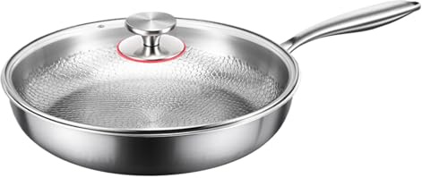 Ylnailky Poêle Antiadhésive - Poêle À Induction Avec Couvercle | Sautoir Résistant aux Rayures, avec Chauffage Uniforme, Ustensile de Cuisine Polyvalent Compatible avec Induction et Cuisinière