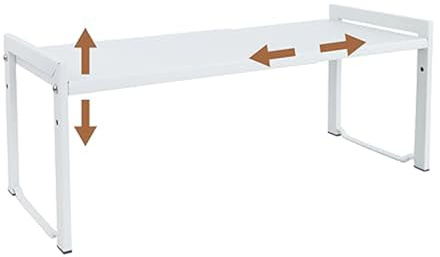 Goodsnetic Expandable Cabinet Shelf 13.8~26(L), Cupboard Shelf, White S | 22LBS Heavy Duty Riser, Fits Most Cupboards, Adjustable Length for Kitchen Counter, Sink, Pantry Storage, Kitchen Organizer