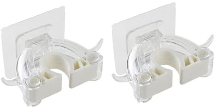 Tofficu 2 Pcs Punch-free Mop Holder and Broom Hanger Clip, White Plastic Seamless Wall-mounted Mop Hook for Home Kitchen Bathroom Organizer