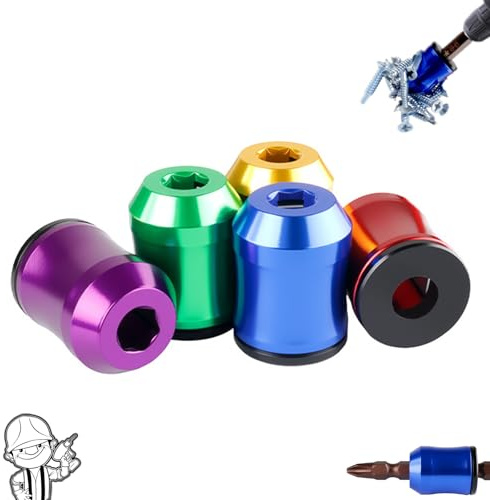 5pcs strong magnetic screw,1/4 Inch/ 6.35 mm Universal Magnetic Screw Ring Bit, Schraubendreher Bits Magnetring,Starker Magnetischer Schraubring, für Sechskantschraubendreher und Kraftbits-A