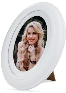 Andiker Ovaler 7x5 Bilderrahmen, Vintage Picture Frame für Fotos im Format 7 * 5 In/18 * 13 cm mit Karton, Bilderrahmen Holz als Tischdekoration für Hochzeiten, Wohnzimmer, Schlafzimmer (Weiß)
