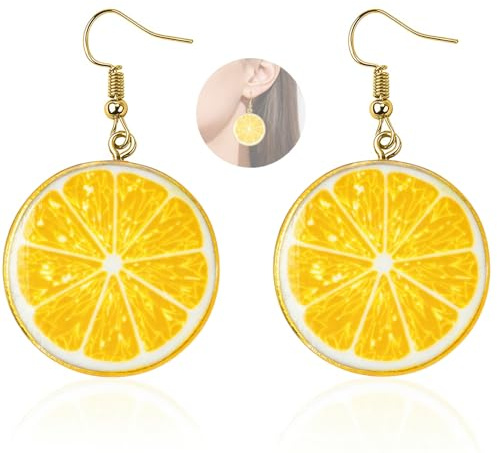 Handgefertigte Zitronen und Limetten Ohrringe, Hängende Früchte Design, Boho Sommer Accessoires für Karneval, Party, Frühling (A)