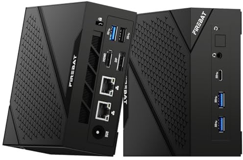 FIREBAT Mini PC Gaming, AMD Ryzen 5 6600H (6C/12T, fino a 4.5GHz), 16GB LPDDR5 RAM, 512GB SSD, Grafica Radeon 660M, Triplo Display 4K DP 2.0 & HDMI 2.1, WiFi 6, Dual LAN, Desktop Computer Nero AM02
