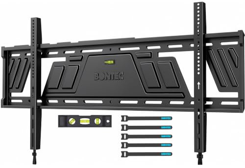 BONTEC TV Wandhalterung Schwerlast 43-100 Zoll, max 100 kg, VESA 800x600 mm | Ultraflache Feste TV Halterung mit 23 mm Wandabstand, Einteilige Wandplatte aus Stahl, für Wohnzimmer, Büro oder Heimkino