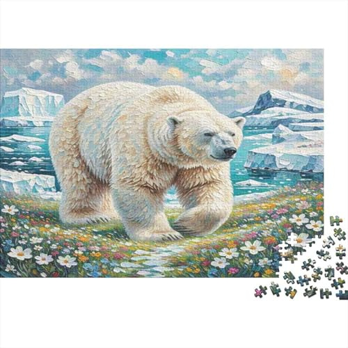 Polar Bear 1000Pc Puzzle for Adults & Kids Polar Bear on Ice Fun Present & Activity for Home Age 12 Years Up 52x38cm 1000pcs