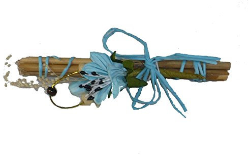 1 boutonnière fagot fleur turquoise - hauteur: 8 cm. collé sur broche. Création artisanale. Accessoire mariage homme. Bijoux mariage homme